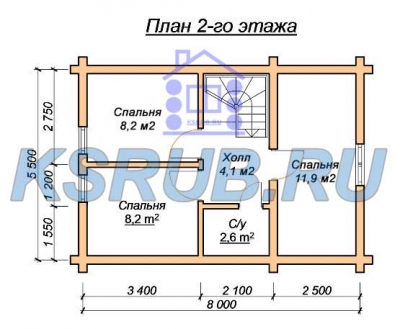 план помещений срубового дома СР-22