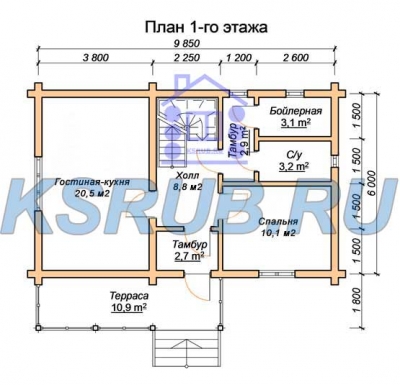 план помещений срубового дома СР-7