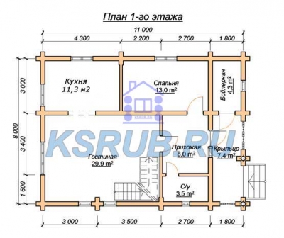 план помещений срубового дома СРД-30