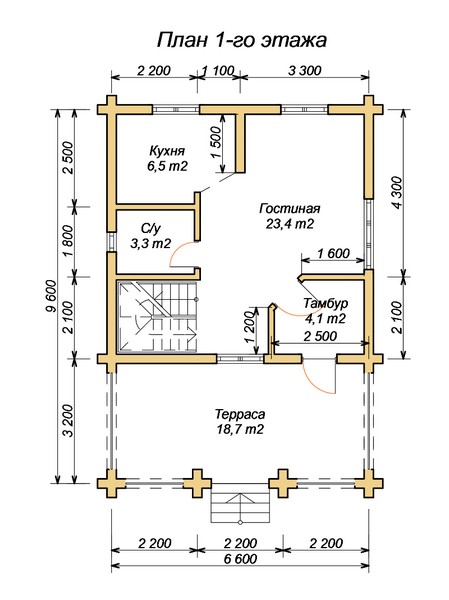 эскизный проект деревянный дом 112.4м из костромы 1-й этаж