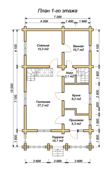 эскизный проект деревянный дом 134.4м из костромы 1-й этаж