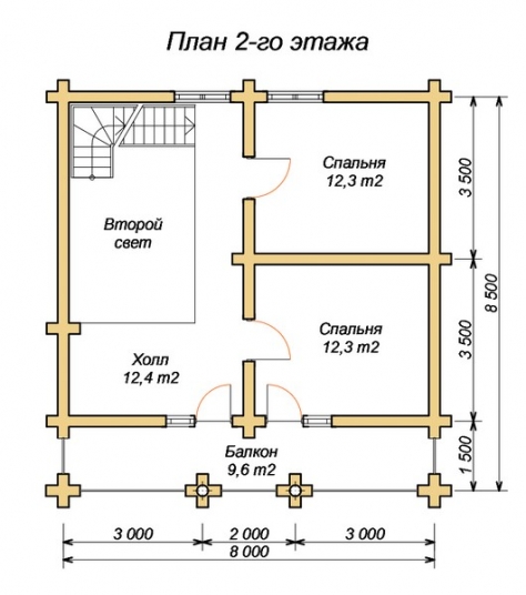 эскизный проект деревянный дом 104.4м из костромы 2-й этаж