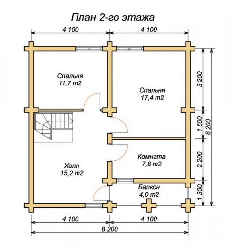 эскизный проект деревянный дом 115.1м из костромы 2-й этаж