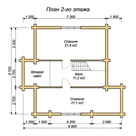 эскизный проект деревянный дом 121.5м из костромы 2-й этаж