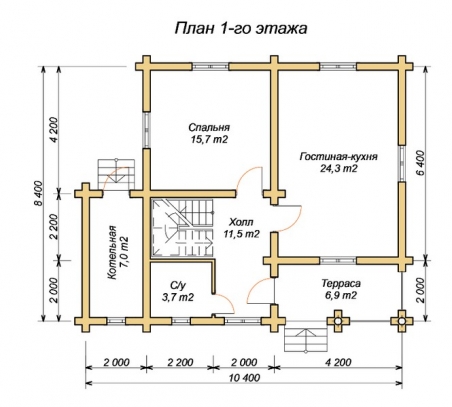 эскизный проект деревянный дом 127.7м из костромы 1-й этаж