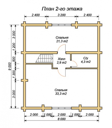 эскизный проект деревянный дом 151.7м из костромы 2-й этаж