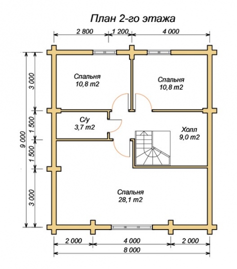 эскизный проект деревянный дом 152,8м из костромы 2-й этаж