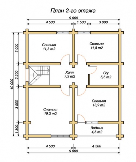 эскизный проект деревянный дом 171.1м из костромы 2-й этаж
