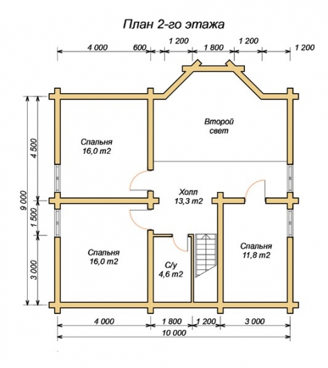 эскизный проект деревянный дом 172.5м из костромы 2-й этаж