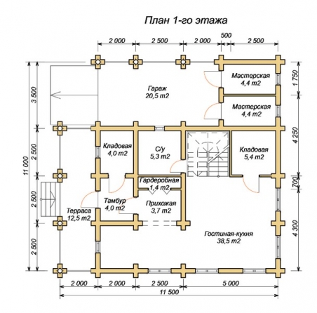 эскизный проект деревянный дом 174,8м из костромы 1-й этаж