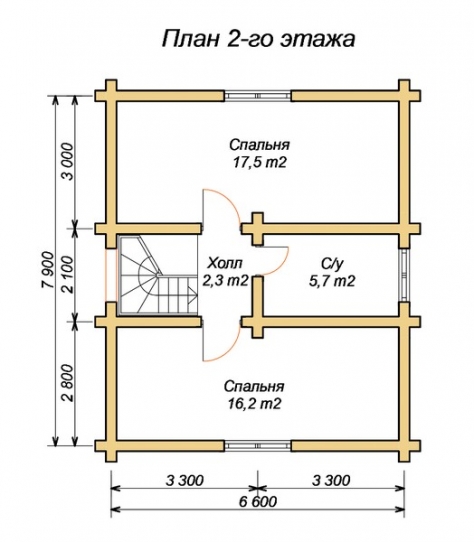 эскизный проект деревянный дом 98.7м из костромы 2-й этаж